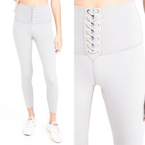 WeWoreWhat Corset Lace Up Light Grey Ankle Length 7/8 Leggings